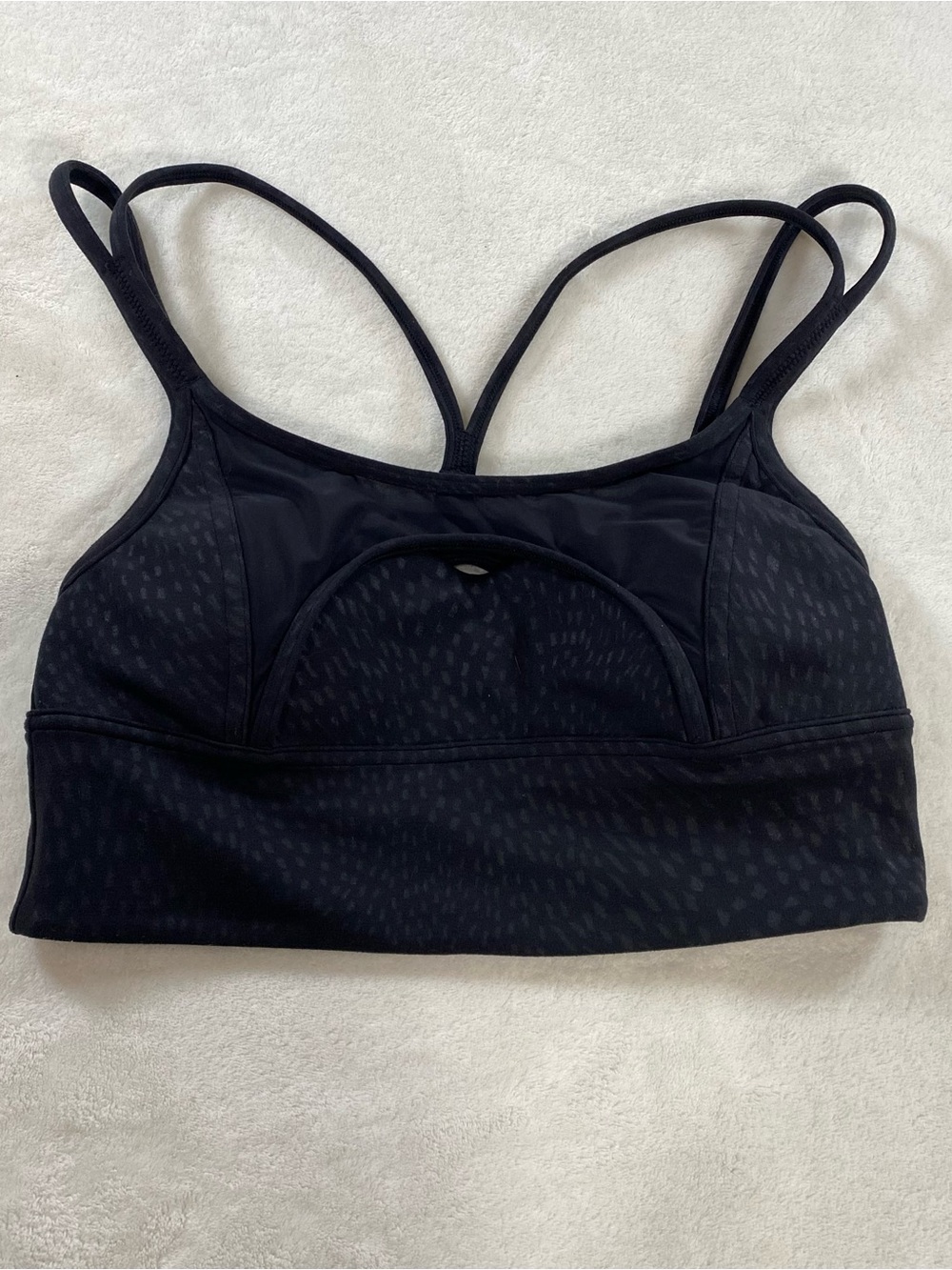 Lululemon Nulu and Mesh Yoga Bra Light Support A/B Cup Jewel Emboss Black Size 4